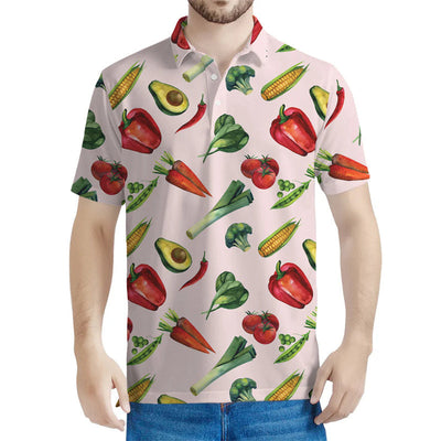 Avelena | Herren 3D-Gedrucktes Veganes Gemüse Polo-Shirt