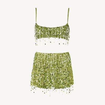 Alina | Pailletten-Tassel Bikini Set