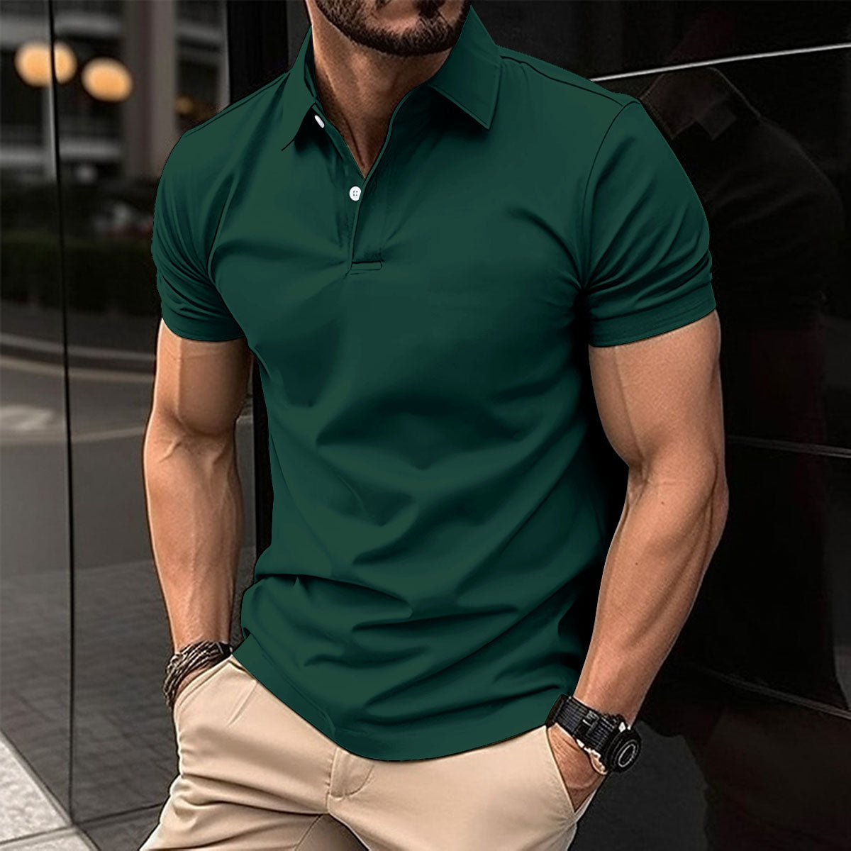 Avelena | Herren Slim Fit Polohemd Einfarbig