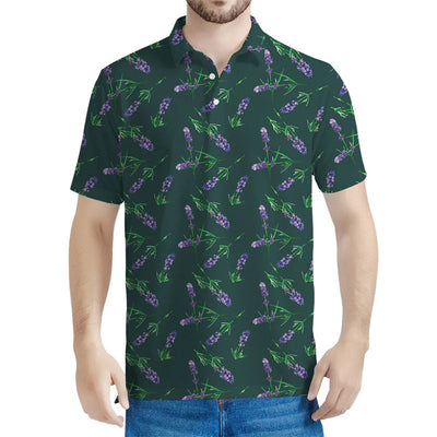 Avelena | Herren Retro Lavendel Blumen Polo-Shirt
