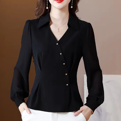 Elegante Bluse | Wickel-Optik | Feminine Puffärmel