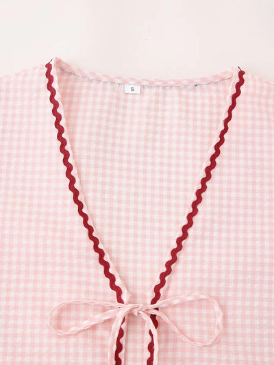 Gingham-Herzblusen-Top | Verspielt und Romantisch | Detailverliebtes Design