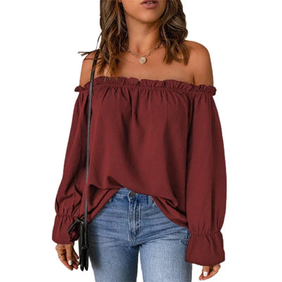 Avelena | Rüschensaum Off-Shoulder Top