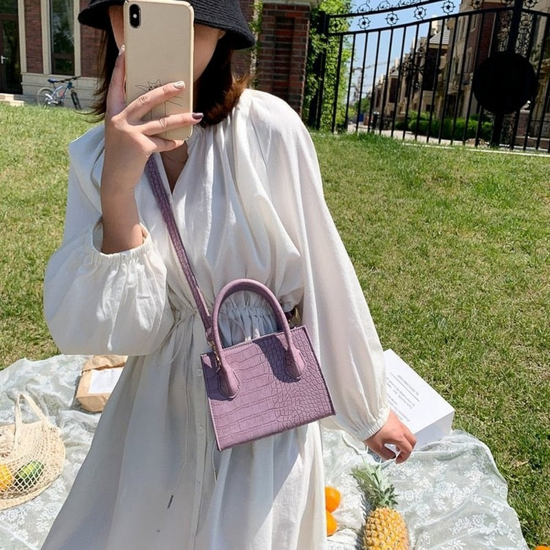 Luxus Handtasche Damen – Krokodilleder-Optik – Schultertasche