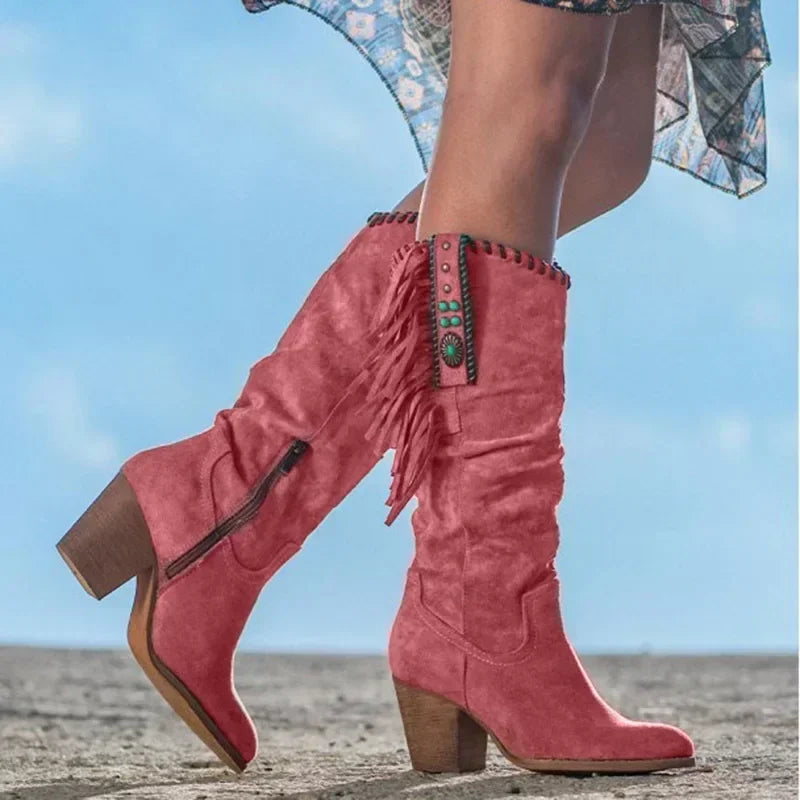 Giorgia | Retro Stylische Cowboystiefel aus Kunstleder