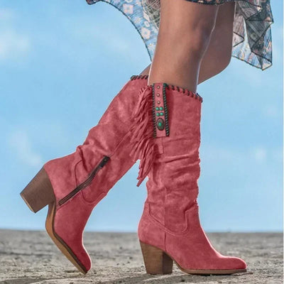 Giorgia | Retro Stylische Cowboystiefel aus Kunstleder
