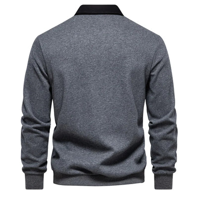 Klassischer Langarm-Pullover | Minimalistisch und Elegant | Kontrastkragen