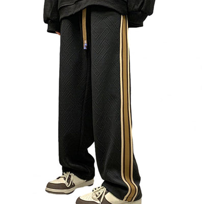 Avelena | Herren Weite Bein Geometrische Textur Hose