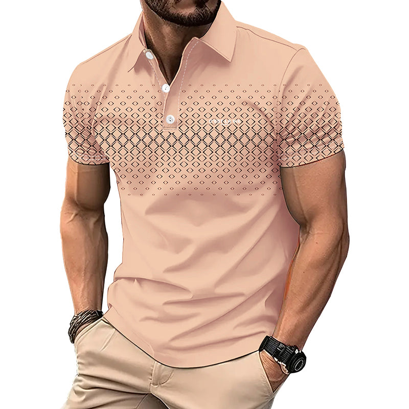 Avelena | Herren Slim Fit 3D Druck Polo Shirt