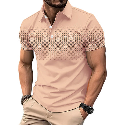 Avelena | Herren Slim Fit 3D Druck Polo Shirt