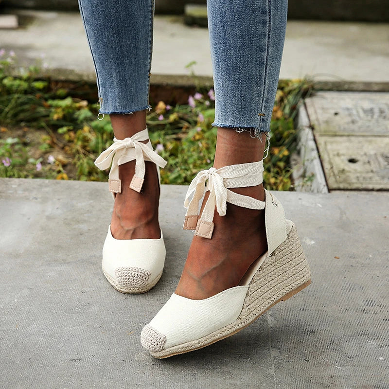 Evelyn | Damen Sandalen Espadrille mit Knöchelgurt – Sommerschuhe