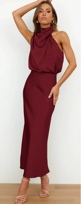 Luna - Maxikleid mit Drapierung in Rot