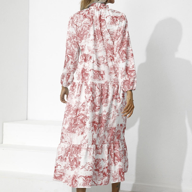 Addison - Elegantes Langarm Kleid mit Blumenmuster Lockere Passform