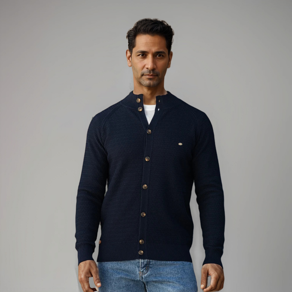 Strickjacke mit Stehkragen und Knopfdetails | Stilvoll und Vielseitig | Strukturierte Oberfläche