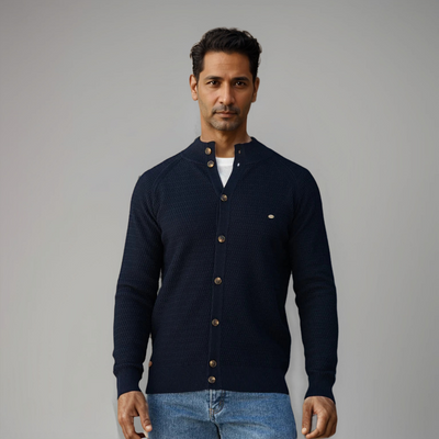 Strickjacke mit Stehkragen und Knopfdetails | Stilvoll und Vielseitig | Strukturierte Oberfläche