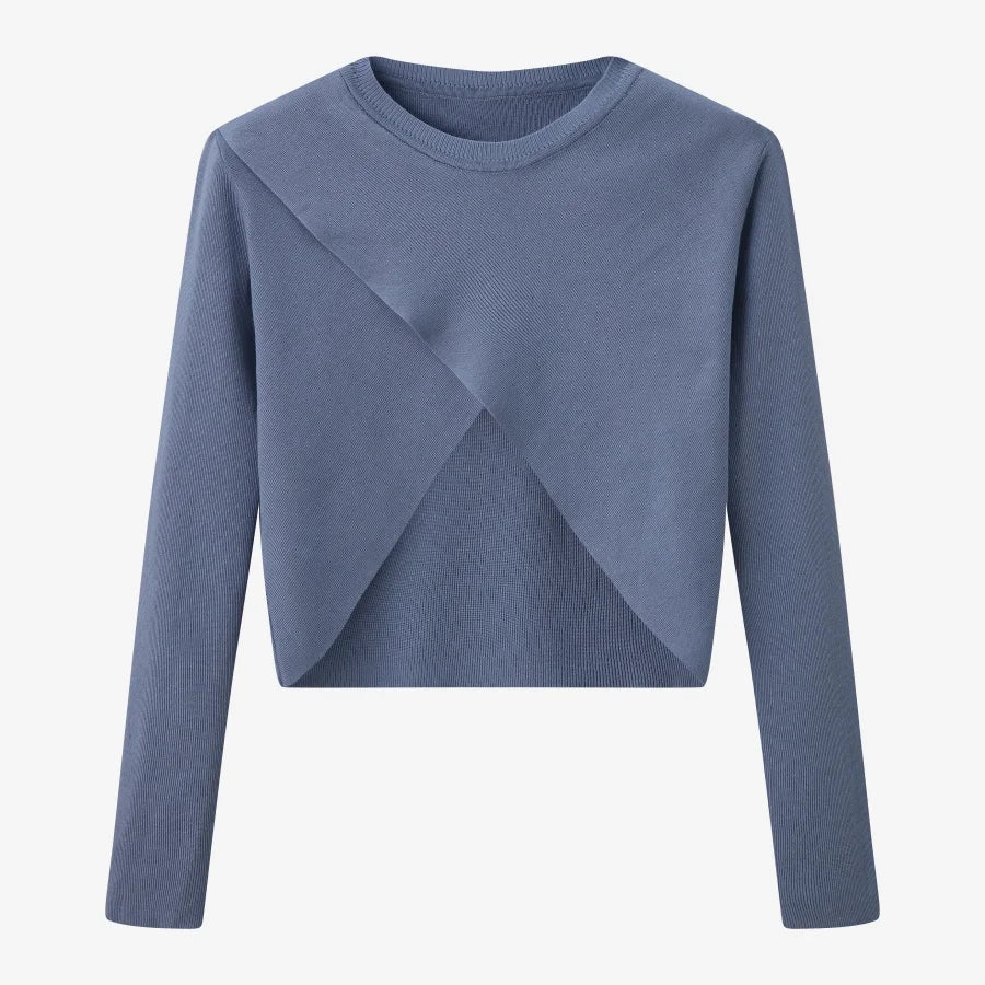 Elegantes Satinkleid - Stricktop-Kombinationsset