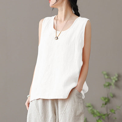 Avelena | Ärmelloses O-Ausschnitt Arbeitshemd