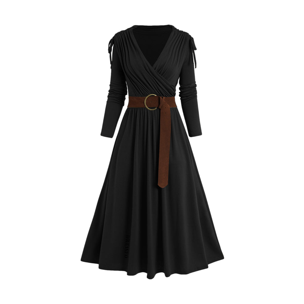 Avelena | Langärmliges Rüschen Mini-Kleid