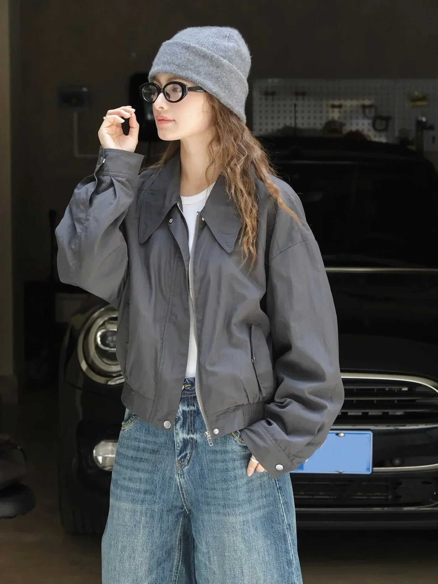 50 % Rabatt | Kennia™ | Damen-Bomberjacke mit Umlegekragen, lockerem Schnitt und Knöpfen