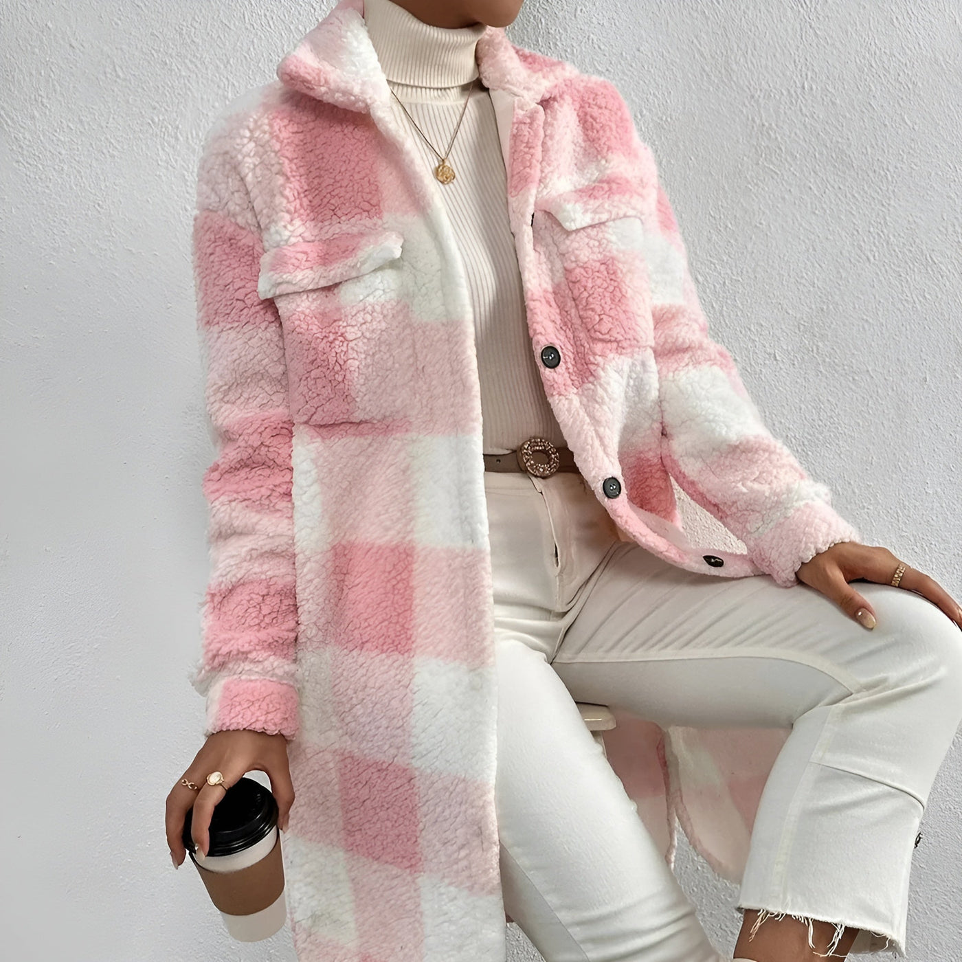 50% Rabatt | Estella™ - Langer karierter Mantel [Letzter Tag Rabatt]