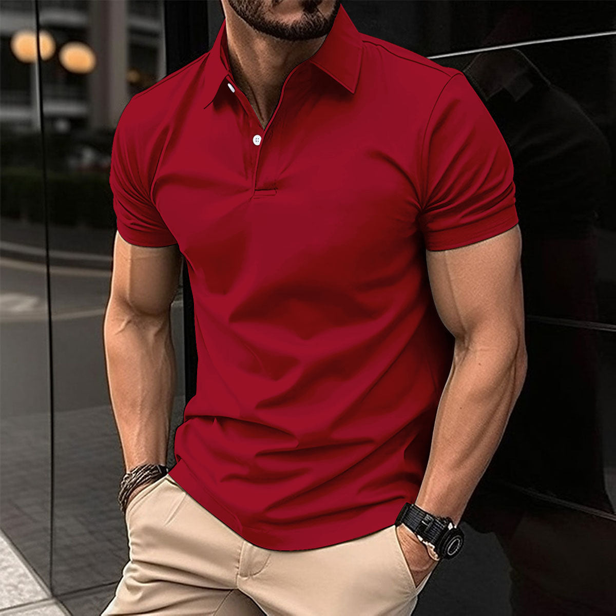 Avelena | Herren Slim Fit Polohemd Einfarbig