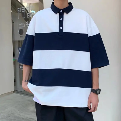 Avelena | Herren Gestreiftes Freizeit Polohemd