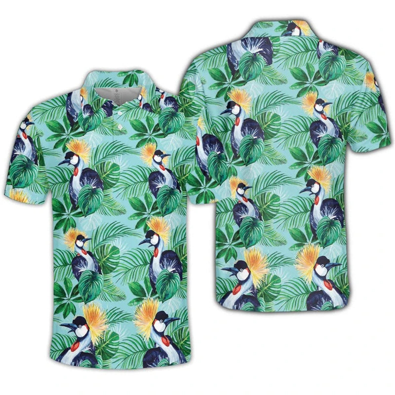 Avelena | Herren Hawaiian Tukane 3D-Gedrucktes Polohemd