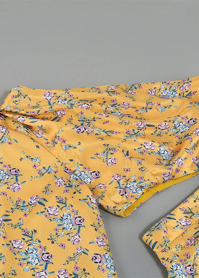 Asymmetrisches Maxikleid | Florales Muster & Rüschen | Elegante Leichtigkeit