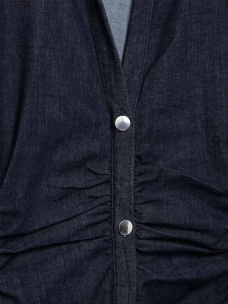 Damen-Midikleid aus Denim mit Knopfleiste und Taillengürtel – lässig-schickes Sommerkleid