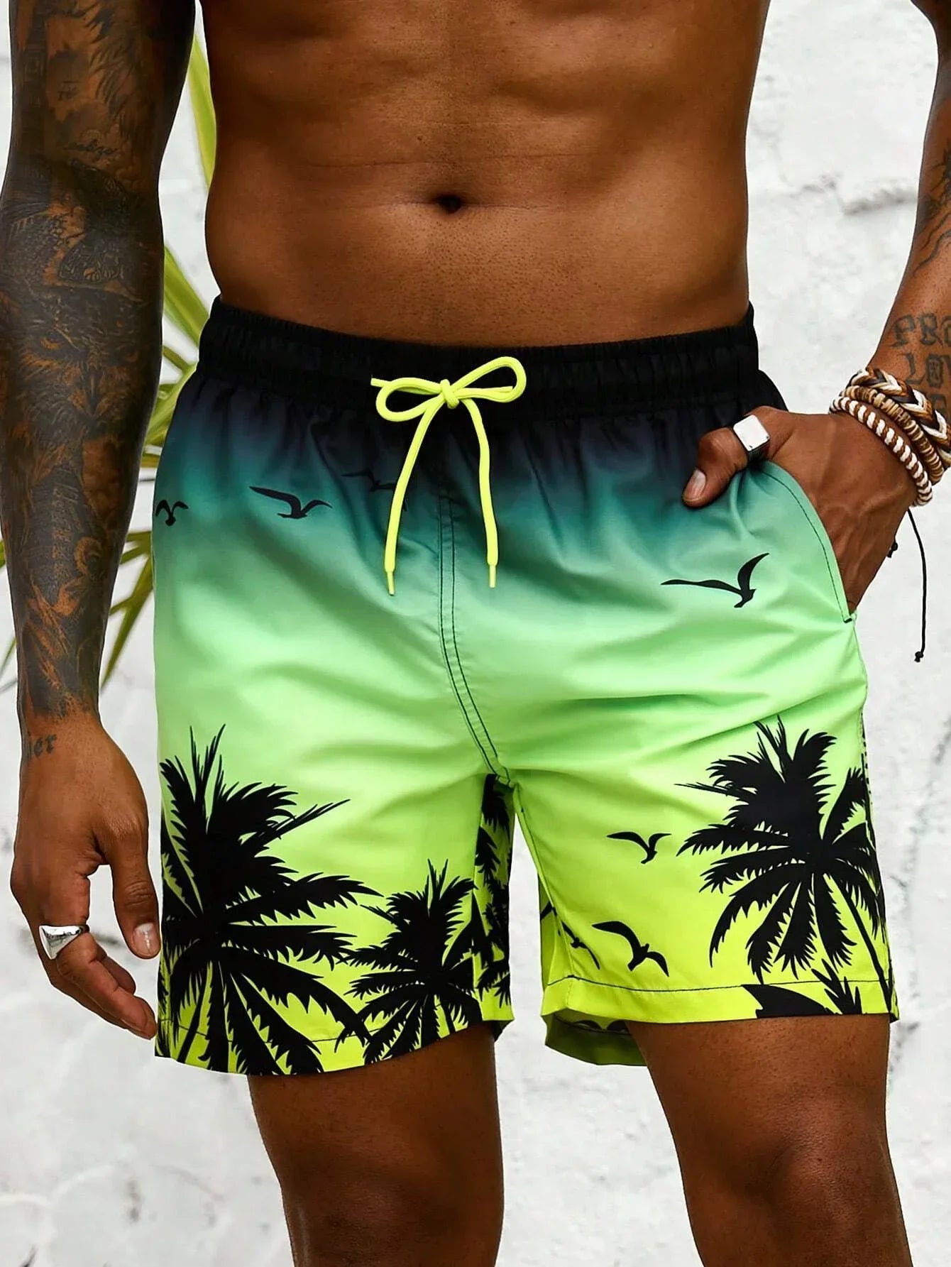 Palmen | Badeshorts Herren mit Tropen-Print – Bequeme Badehose für Männer