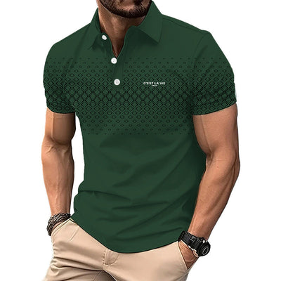Avelena | Herren Slim Fit 3D Druck Polo Shirt