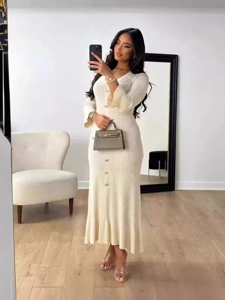 Strickkleid | Knopfleiste | Elegante Silhouette