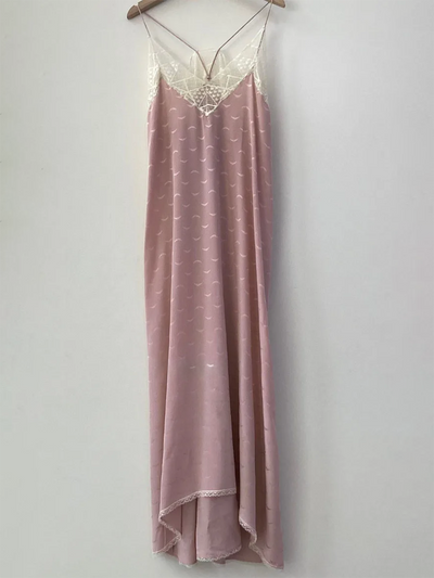 Avelena | Spitzenstickerei V-Ausschnitt Seiden Midi Kleid