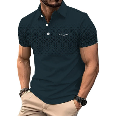Avelena | Herren Slim Fit 3D Druck Polo Shirt