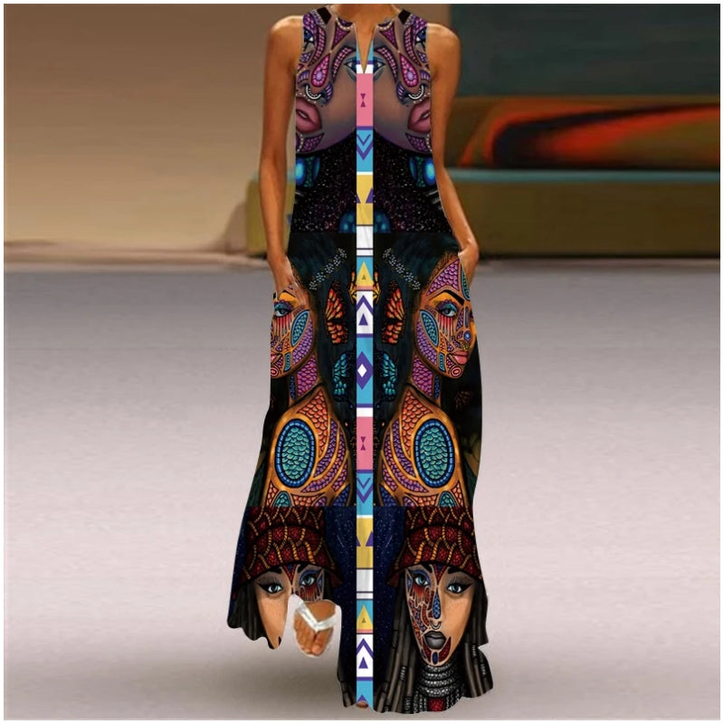 Avelena | Retro 3D-DamenDruck Bohemian Elegante Sommerkleider