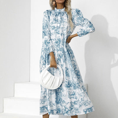 Addison - Elegantes Langarm Kleid mit Blumenmuster Lockere Passform