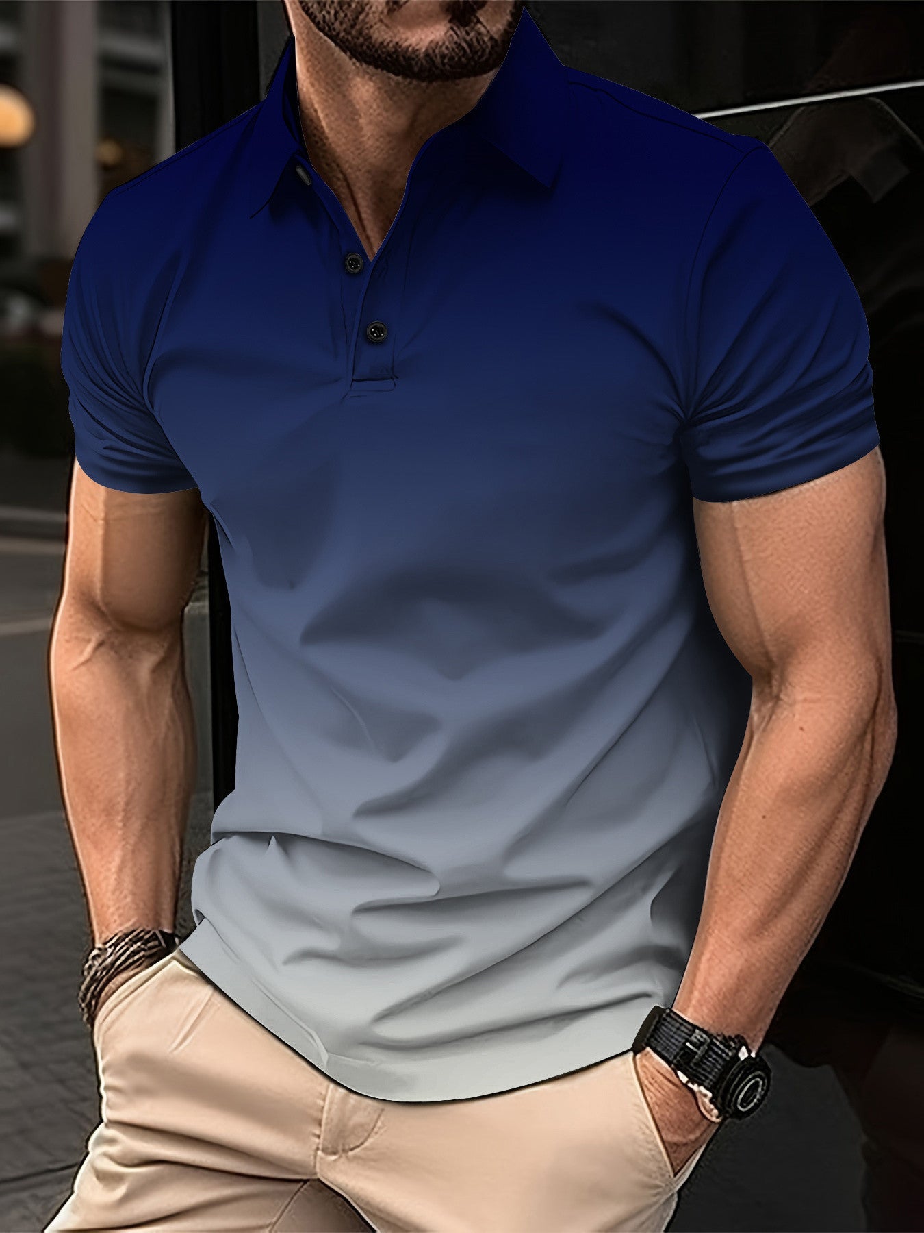 Avelena | Herren Gradient Kurzarm Poloshirt