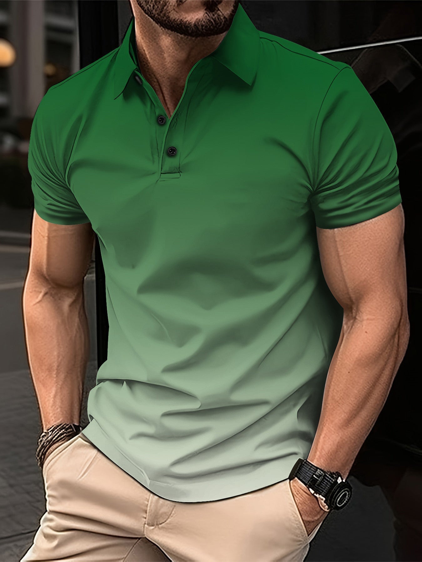 Avelena | Herren Gradient Kurzarm Poloshirt