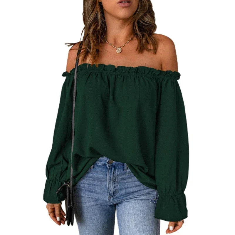 Avelena | Rüschensaum Off-Shoulder Top