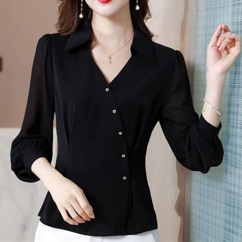 Elegante Bluse | Wickel-Optik | Feminine Puffärmel