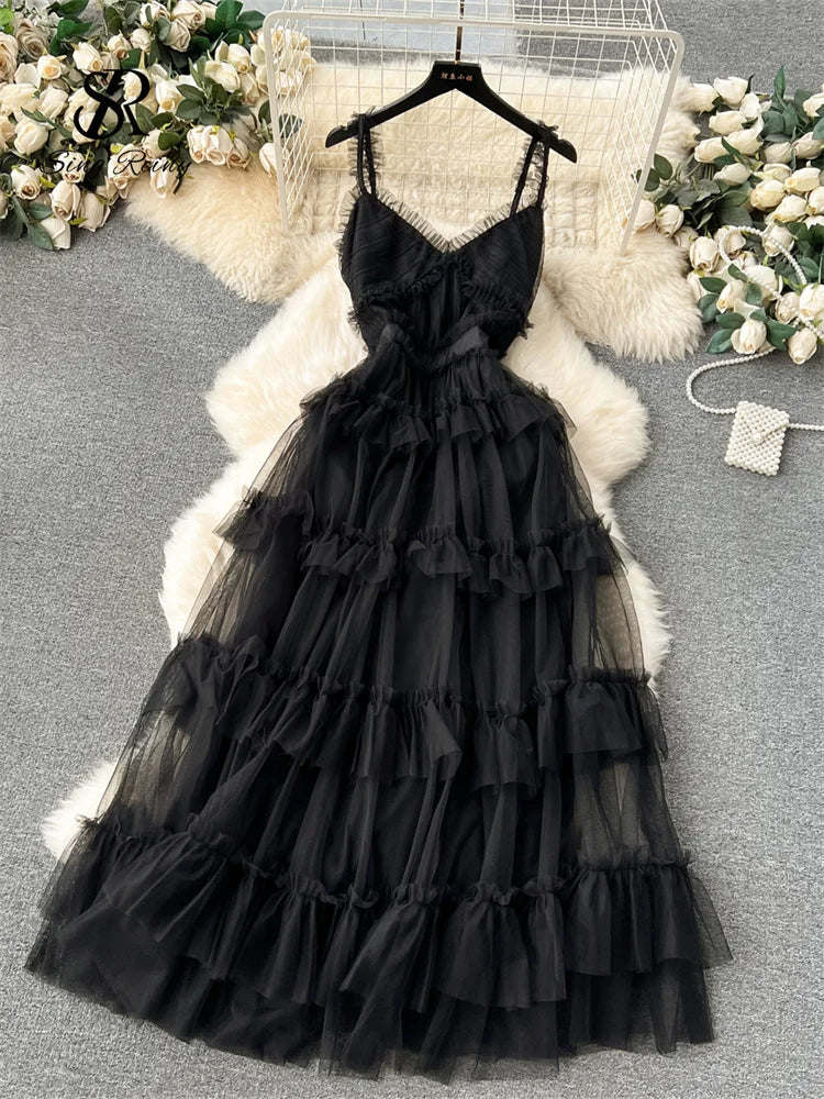 Avelena | Elegantes Ärmelloses Großes Schwingendes Netzkleid