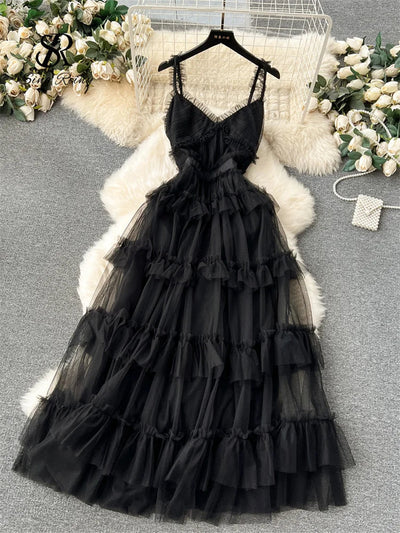 Avelena | Elegantes Ärmelloses Großes Schwingendes Netzkleid