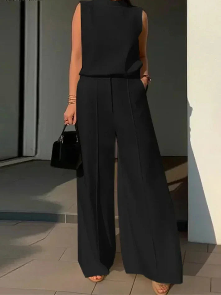 Frieda | Damen Set - Ärmelloses Oberteil mit Weitbeinigen Hosen