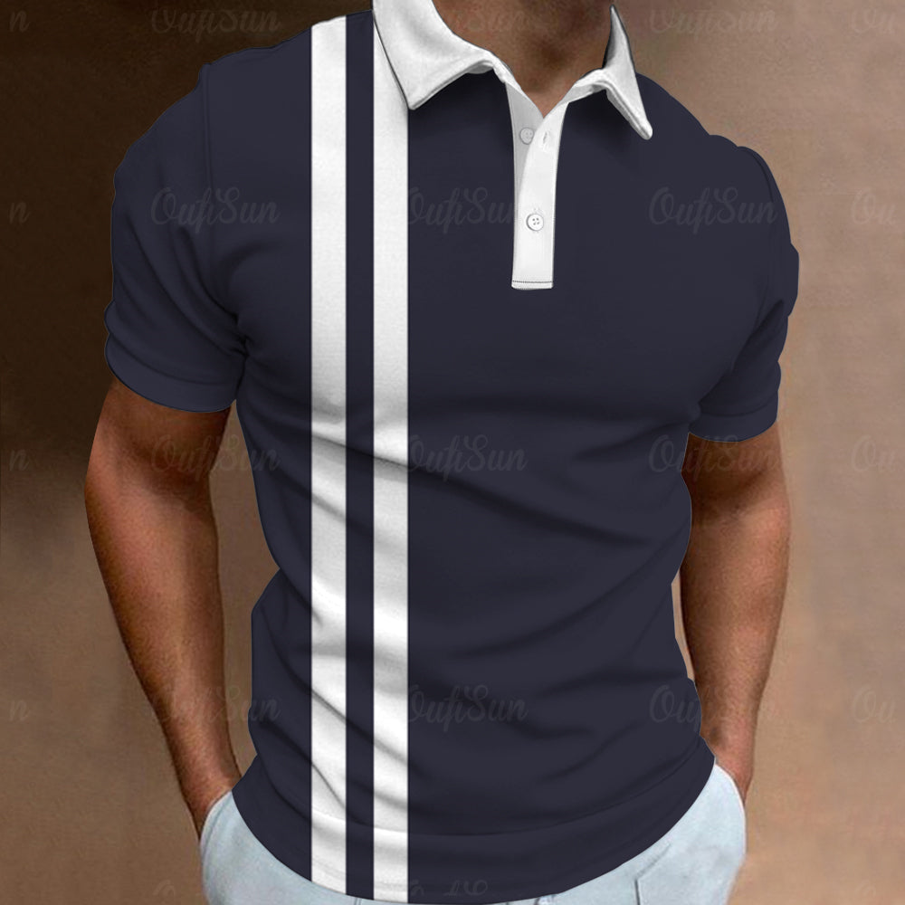 Avelena | Herren 3D Streifen Polohemd