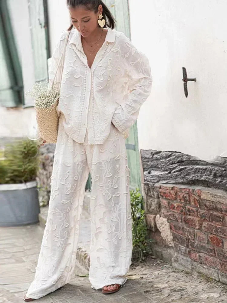 Zweiteiliges Set mit Stickereien | Feminine Eleganz | Luftiger Komfort