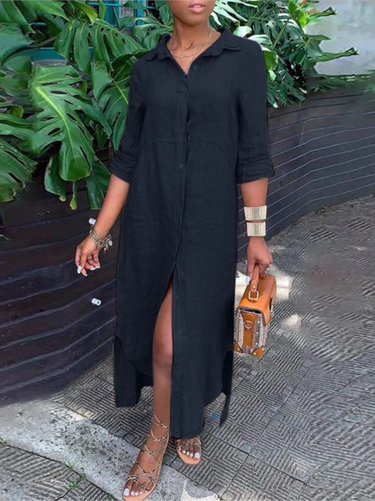 Avelena | Damen Baumwollmischung Lockeres Strandkleid