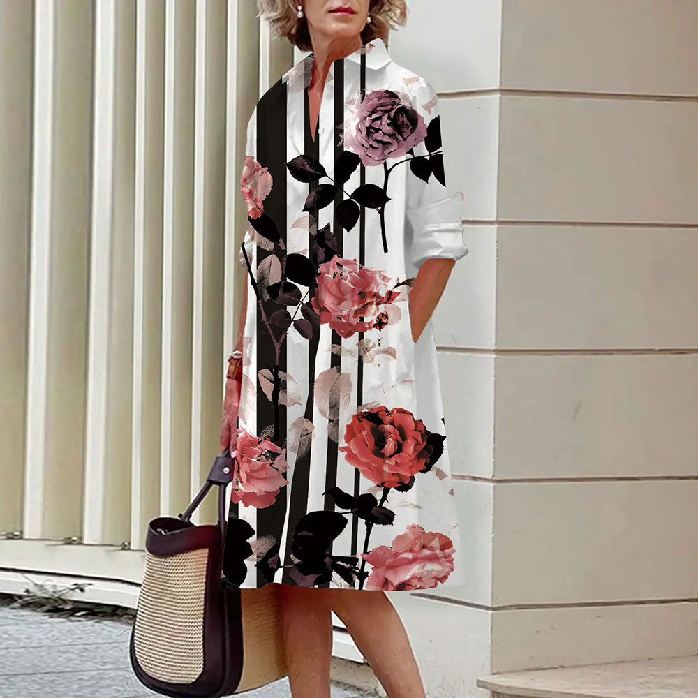 Avelena | Abstraktes Gesichtsprint Hemdkleid