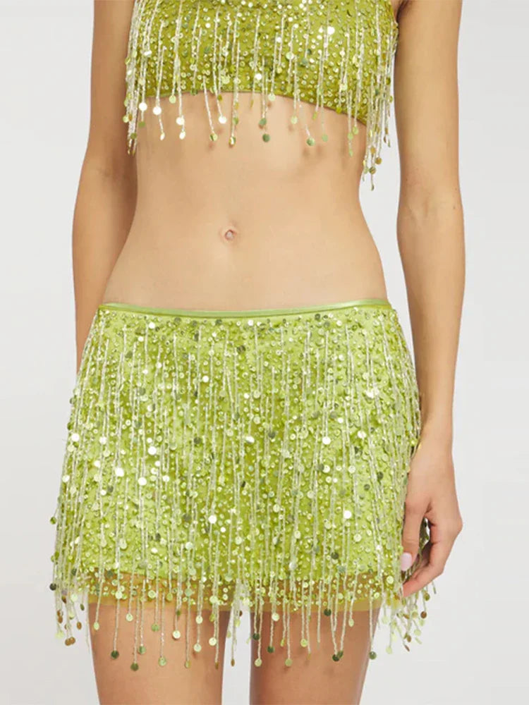 Alina | Pailletten-Tassel Bikini Set