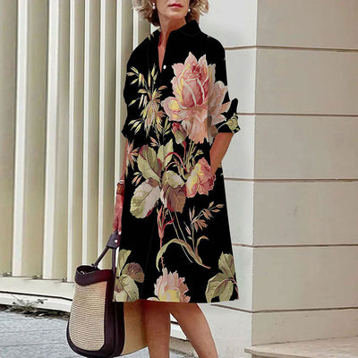 Avelena | Abstraktes Gesichtsprint Hemdkleid