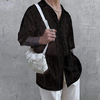 Herbert - Kurzärmeliges Hemd mit Spitzenstickerei zum Knöpfen